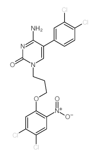 4-amino-1-[3-(4,5-dichloro-2-nitro-phenoxy)propyl]-5-(3,4-dichlorophenyl)pyrimidin-2-one结构式