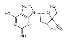 2-amino-9-[(2R,4S,5R)-5-ethynyl-4-hydroxy-5-(hydroxymethyl)oxolan-2-yl]-3H-purin-6-one结构式