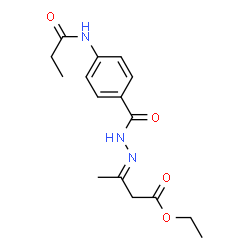 ethyl (3E)-3-(2-{[4-(propanoylamino)phenyl]carbonyl}hydrazinylidene)butanoate Structure