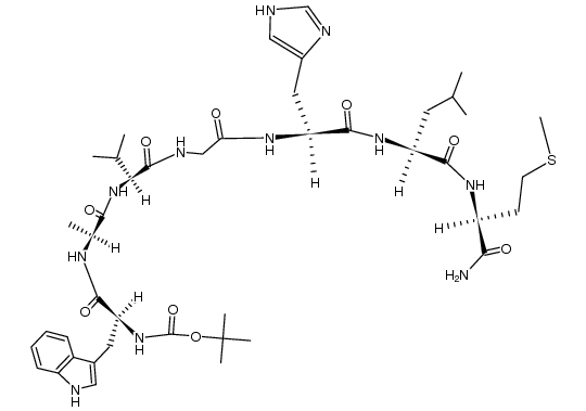 Boc-Trp-Ala-Val-Gly-His-Leu-Met-NH2 Structure