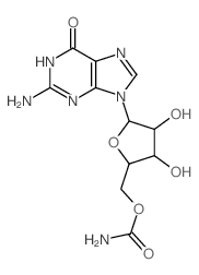 [5-(2-amino-6-oxo-3H-purin-9-yl)-3,4-dihydroxy-oxolan-2-yl]methyl carbamate结构式