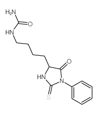 Urea,N-[4-(5-oxo-1-phenyl-2-thioxo-4-imidazolidinyl)butyl]- Structure