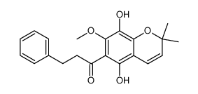 1-(5,8-Dihydroxy-7-methoxy-2,2-dimethyl-2H-1-benzopyran-6-yl)-3-phenylpropan-1-one结构式