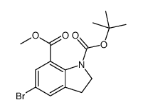 1-n-boc-5-溴-2,3-二氢-1H-吲哚-7-羧酸甲酯结构式