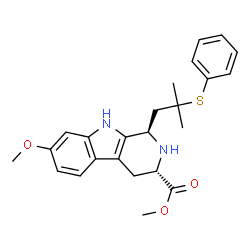 1H-Pyrido[3,4-b]indole-3-carboxylic acid, 2,3,4,9-tetrahydro-7-methoxy-1-[2-methyl-2-(phenylthio)propyl]-, methyl ester, (1R,3S)- Structure