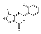 (6Z)-1-methyl-6-(6-oxocyclohexa-2,4-dien-1-ylidene)-2H-pyrazolo[3,4-d][1,3]oxazin-4-one结构式
