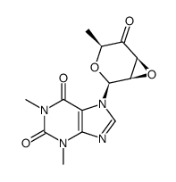 7-(2,3-anhydro-6-deoxy-β-L-lyxo-hexopyranosyl-4-ulose)theophylline结构式