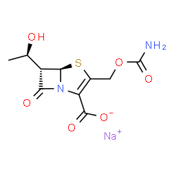(5R)-3-[[(Aminocarbonyl)oxy]methyl]-6β-[(R)-1-hydroxyethyl]-7-oxo-4-thia-1-azabicyclo[3.2.0]hept-2-ene-2-carboxylic acid sodium salt结构式