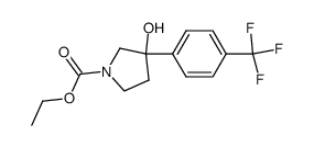 rac-3-Hydroxy-3-(4-trifluoromethyl-phenyl)-pyrrolidine-1-carboxylic acid ethyl ester结构式