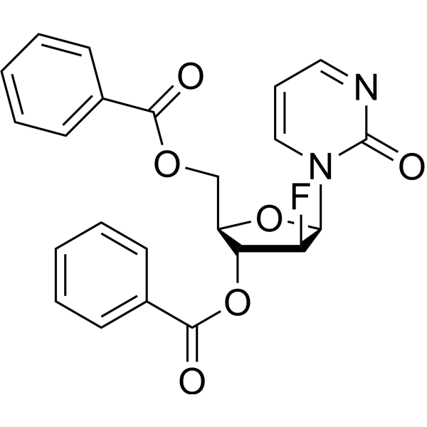 3',5'-Bis-O-benzoyl-2'-deoxy-2'-fluoro-4-deoxy-arabinouridine结构式