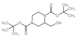 1,4-双(Boc)-2-哌嗪甲醇结构式