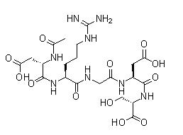 N-乙酰基-L-alpha-天冬氨酰-L-精氨酰甘氨酰-L-alpha-天冬氨酰-L-丝氨酸结构式