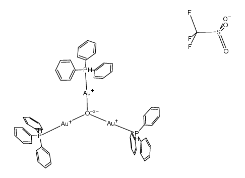 tris[(triphenylphosphine)gold(I)]oxonium trifluoromethanesulfonate Structure