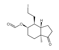(3aS,7aS)-5-formyloxy-4α-(2'-iodoethyl)-1-oxo-3a,4,5,6,7,7a-hexahydro-7a-methylindan结构式