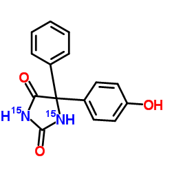 5-(4-羟基苯基)-5-苯基海因-15N2结构式