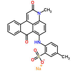 Benzenesulfonic acid,2-[(2,7-dihydro-3-methyl-2,7-dioxo-3H-naphtho[1,2,3-de]quinolin-6-yl)amino]-5-methyl-,sodium salt (1:1) Structure