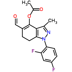 1-(2,4-Difluorophenyl)-5-formyl-3-methyl-6,7-dihydro-1H-indazol-4-yl acetate Structure