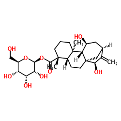 (4ALPHA,11BETA,15BETA)-11,15-二羟基贝壳杉-16-烯-18-酸 BETA-D-吡喃葡萄糖酯结构式