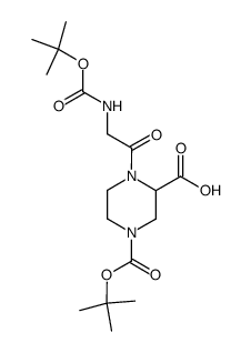 4-(2-tert-Butoxycarbonylamino-acetyl)-piperazine-1,3-dicarboxylic acid 1-tert-butyl ester结构式