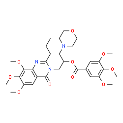 Benzoic acid,3,4,5-trimethoxy-,1-(4-morpholinylmethyl)-2-(6,7,8-trimethoxy-4-oxo-2-propyl-3(4H)-quinazolinyl)ethyl ester结构式