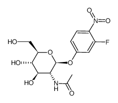 3-fluoro-4-nitrophenyl 2-acetamido-2-deoxy-β-D-glucopyranoside结构式