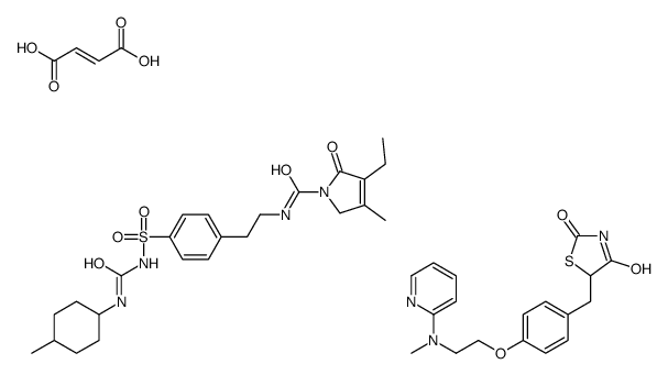 (Z)-but-2-enedioic acid,4-ethyl-3-methyl-N-[2-[4-[(4-methylcyclohexyl)carbamoylsulfamoyl]phenyl]ethyl]-5-oxo-2H-pyrrole-1-carboxamide,5-[[4-[2-[methyl(pyridin-2-yl)amino]ethoxy]phenyl]methyl]-1,3-thiazolidine-2,4-dione Structure