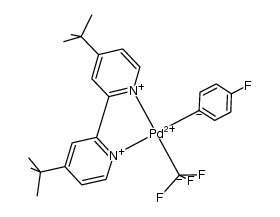 (4,4'-di-tert-butyl-2,2'-bipyridine)Pd(II)(p-FC6H4)(CF3) Structure
