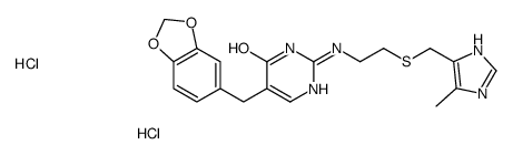 5-(1,3-benzodioxol-5-ylmethyl)-2-[[2-[[(5-methyl-1H-imidazol-4-yl)methyl]thio]ethyl]amino]-1H-pyrimidin-4-one dihydrochloride Structure