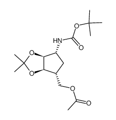 (1R,2S,3R,4R)-4-(acetoxymethyl)-1-[(tert-butoxycarbonyl)amino]-2,3-[(dimethylmethylene)dioxy]-cyclopentane结构式