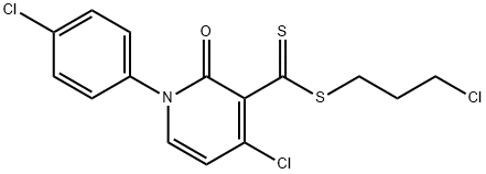 3-Pyridinecarbodithioic acid, 4-chloro-1-(4-chlorophenyl)-1,2-dihydro-2-oxo-, 3-chloropropyl ester Structure
