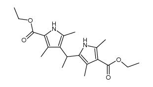 1-(4-ethoxycarbonyl-3,5-dimethyl-pyrrol-2-yl)-1-(5-ethoxycarbonyl-2,4-dimethyl-pyrrol-3-yl)-ethane结构式