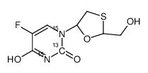 5-fluoro-1-[(2R,5S)-2-(hydroxymethyl)-1,3-oxathiolan-5-yl]pyrimidine-2,4-dione Structure