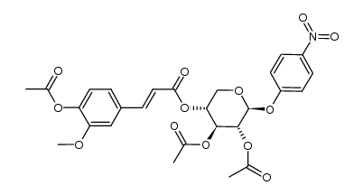 p-nitrophenyl 4-O-(4'-O-acetylferuloyl)-2,3-di-O-acetyl-β-D-xylopyranoside结构式
