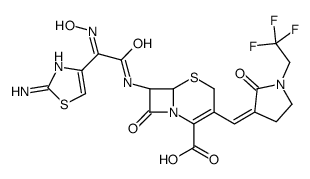 (6R,7R)-7-[[(2Z)-2-(2-amino-1,3-thiazol-4-yl)-2-hydroxyiminoacetyl]amino]-8-oxo-3-[(E)-[2-oxo-1-(2,2,2-trifluoroethyl)pyrrolidin-3-ylidene]methyl]-5-thia-1-azabicyclo[4.2.0]oct-2-ene-2-carboxylic acid结构式