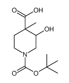 1-(叔-丁氧羰基)-3-羟基-4-甲基哌啶-4-羧酸结构式