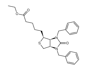 (3aS,4S,6aR)-5-(1,3-dibenzyl-2,3,3a,4,6,6a-hexahydro-2-oxo-1H-thieno[3,4-d]imidazol-5-ylidene)pentanoic acid ethyl ester结构式