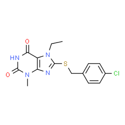 8-((4-chlorobenzyl)thio)-7-ethyl-3-methyl-3,7-dihydro-1H-purine-2,6-dione picture