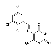 6-amino-1-methyl-5-[(2,3,5-tichlorobenzylidene)amino]-1H-pyrimidin-2,4-dione结构式