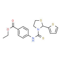 Benzoic acid, 4-[[[2-(2-thienyl)-3-thiazolidinyl]thioxomethyl]amino]-, ethyl ester (9CI) Structure