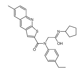 (9CI)-N-[2-(环戊基氨基)-2-氧代乙基]-N-(4-乙基苯基)-6-甲基-噻吩并[2,3-b]喹啉-2-羧酰胺结构式