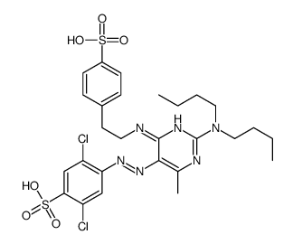 2,5-Dichloro-4-[[2-(dibutylamino)-4-methyl-6-[[2-(4-sulfophenyl)ethyl]amino]-5-pyrimidinyl]azo]benzenesulfonic acid结构式