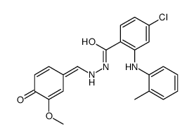 4-chloro-N'-[(E)-(3-methoxy-4-oxocyclohexa-2,5-dien-1-ylidene)methyl]-2-(2-methylanilino)benzohydrazide结构式