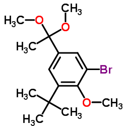 1-Bromo-5-(1,1-dimethoxyethyl)-2-methoxy-3-(2-methyl-2-propanyl)benzene结构式
