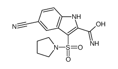 5-cyano-3-pyrrolidin-1-ylsulfonyl-1H-indole-2-carboxamide Structure