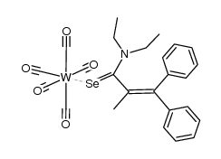 pentacarbonyl(N,N-diethyl-2-methyl-3,3-diphenylselenoacrylamide)tungsten结构式