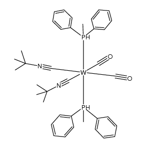 cis-W(CO)2(CNt-Bu)2(PMePh2)2 Structure