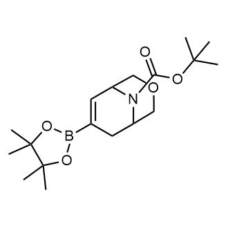 7-(四甲基-1,3,2-二氧杂硼杂环戊烷-2-基)-3-氧杂-9-氮杂双环[3.3.1]壬基-6-烯-9-羧酸叔丁酯结构式