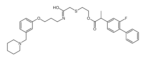 flurbiprofen N-(3-(3-(1-piperidinylmethyl)phenoxy)propyl)-2-(2-hydroxyethylthio)acetamide结构式