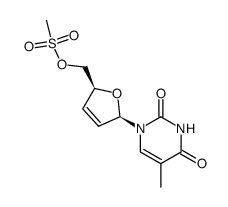 2',3'-didehydro-3'-deoxy-5'-O-(methylsulfonyl)thymidine结构式