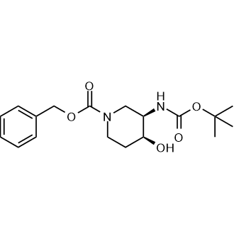 苄基(3R,4S)-3-((叔丁氧基羰基)氨基)-4-羟基哌啶-1-羧酸苄酯结构式